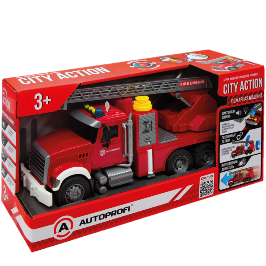 Инерционная Пожарная машина CITY ACTION, 35 см
